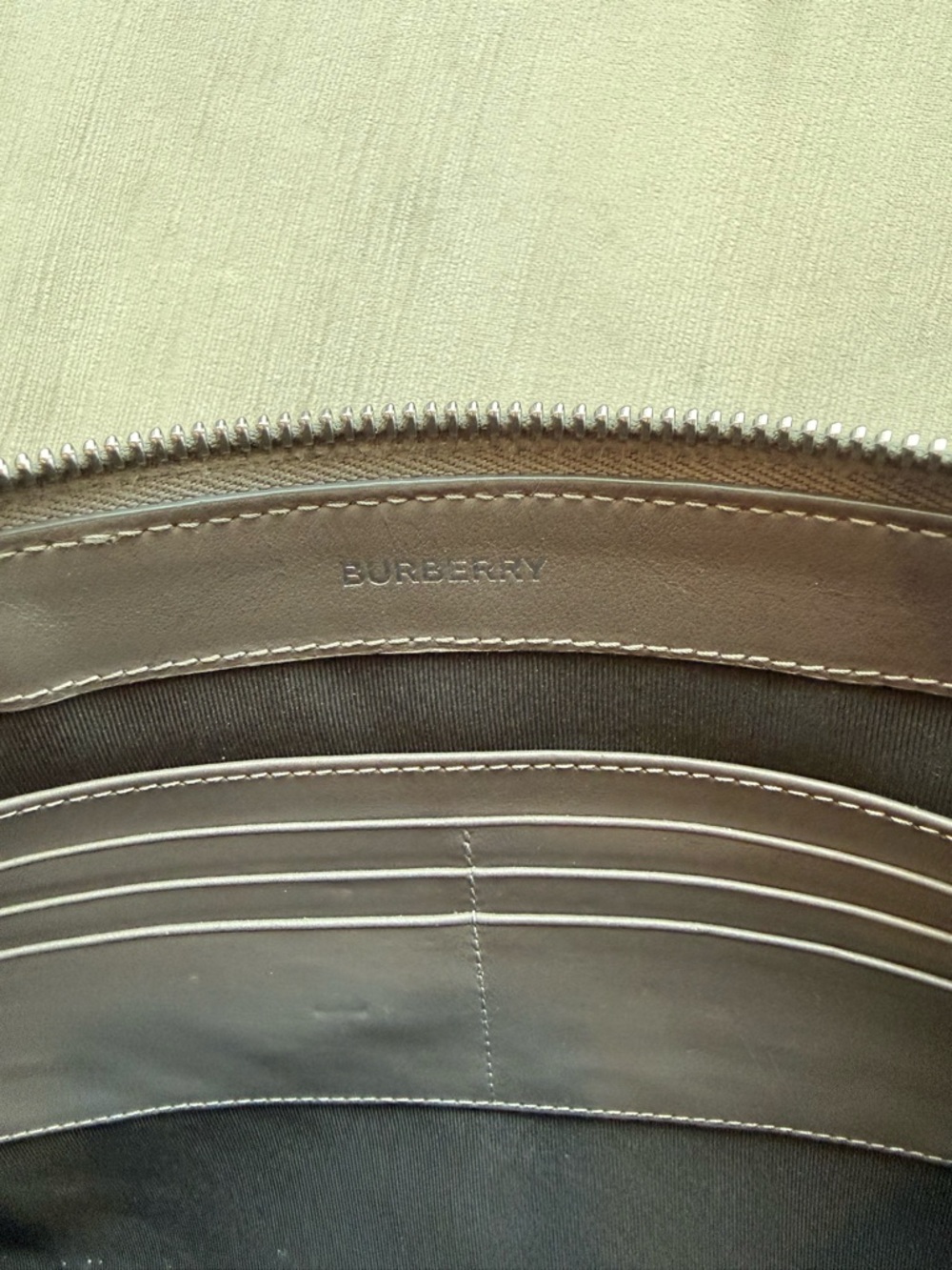 Burberry Gray Embossed Leather Toiletry Pouch - Picture 5 of 7